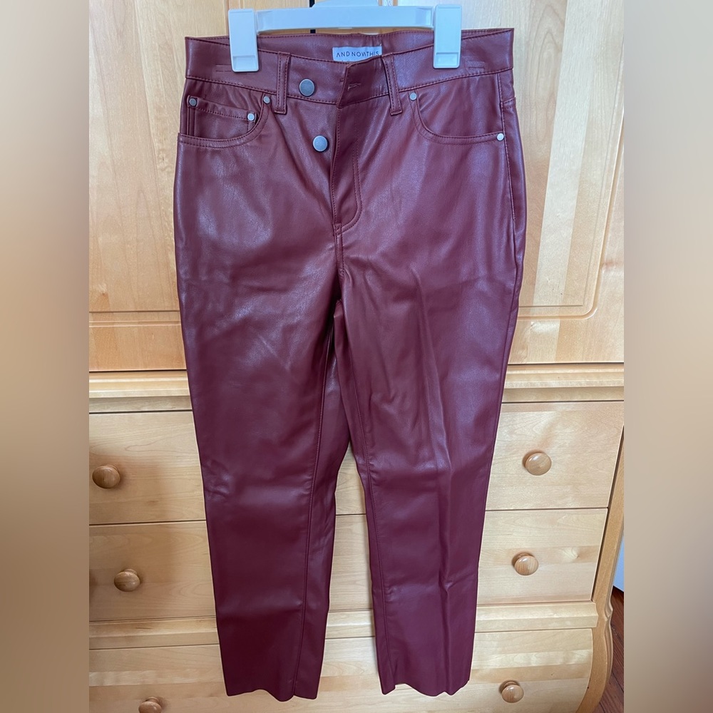 AND NOW THIS Red leather pants
